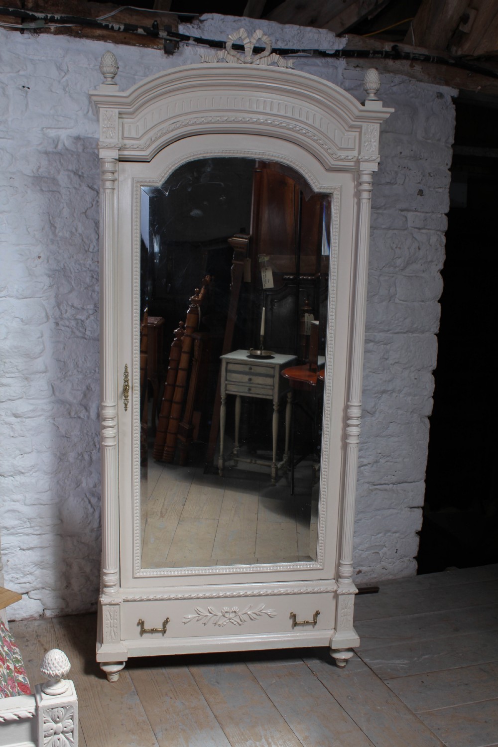 Louis XVI style painted bedroom suite with super single bed. View III