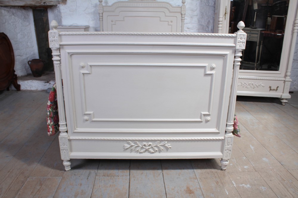 Louis XVI style painted bedroom suite with super single bed. View IV