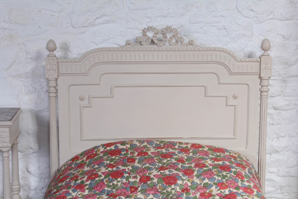 Louis XVI style painted bedroom suite with super single bed. View V