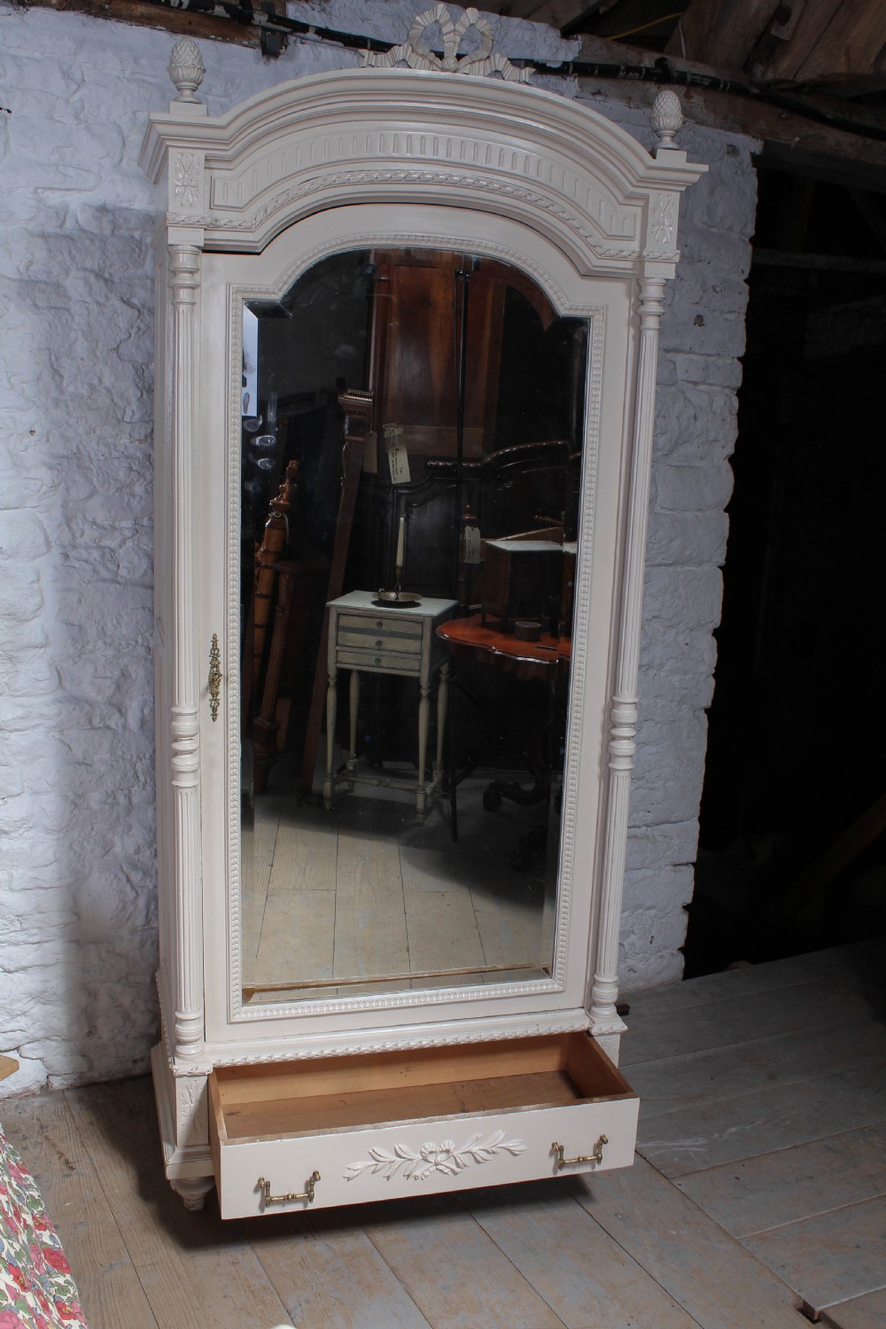 Louis XVI style painted bedroom suite with super single bed. View IX