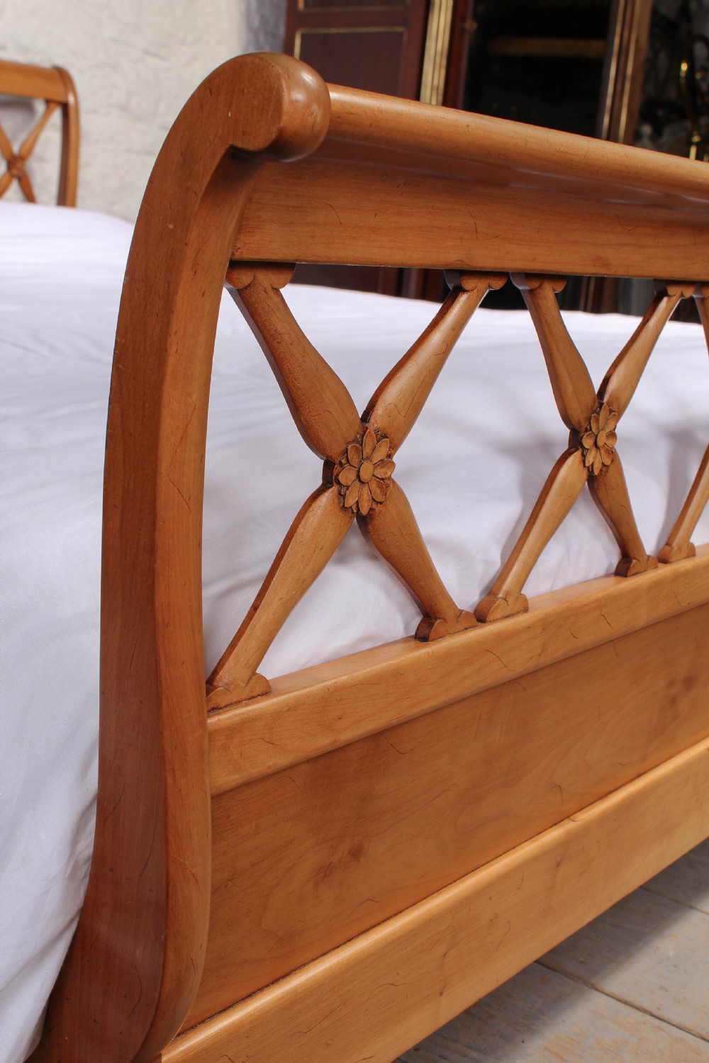 Very attractive French cherry kingsize Lit Bateau View V