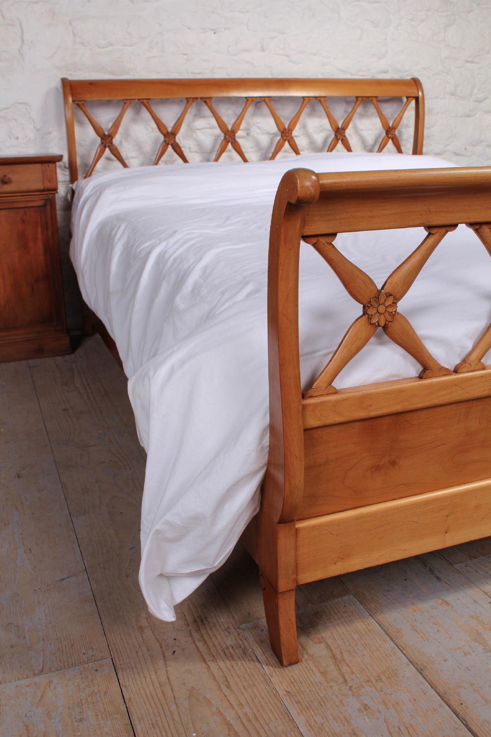 Very attractive French cherry kingsize Lit Bateau View VII