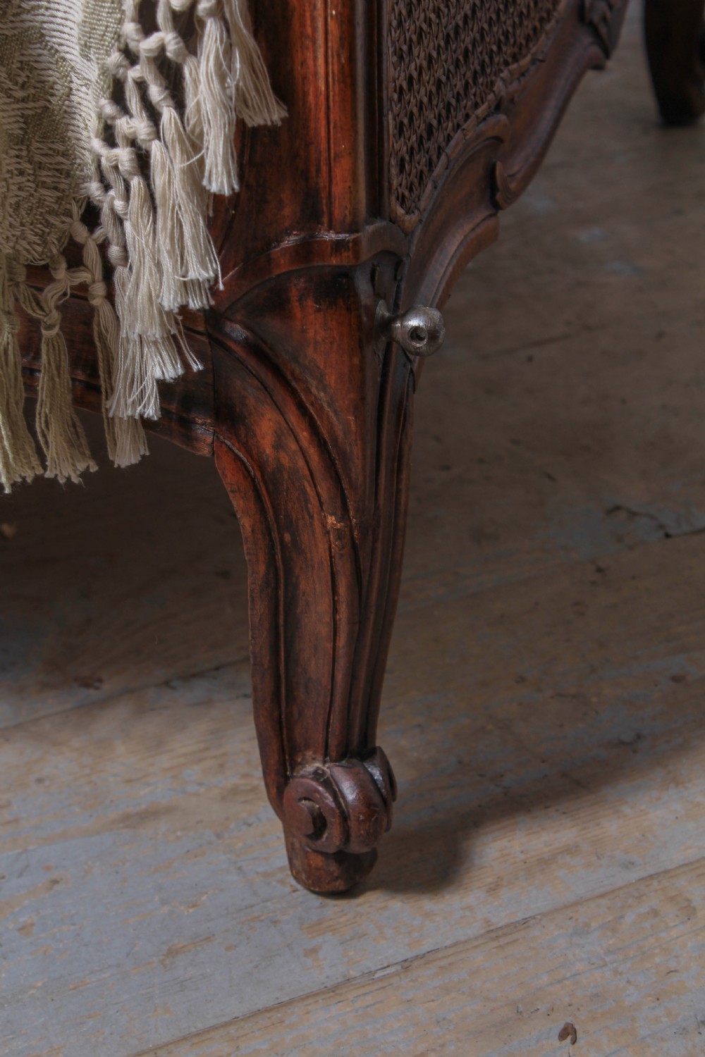 Attractive French wooden caned single day bed View IV