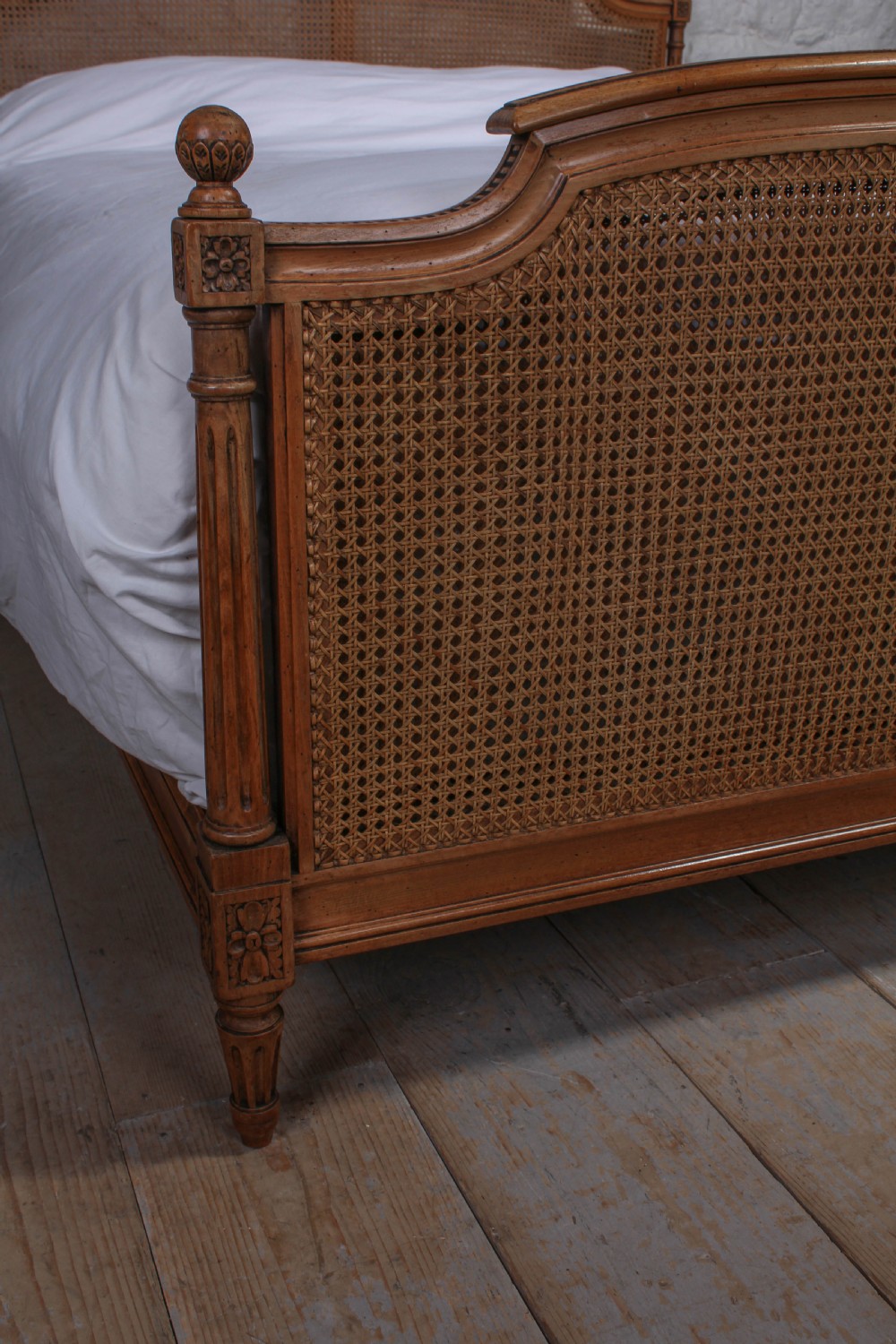 French caned king size bed with fluted columns View IV
