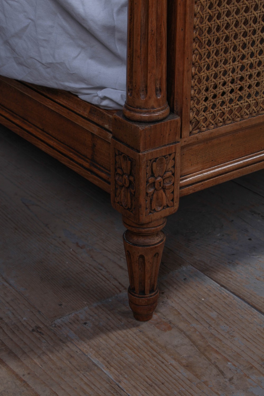 French caned king size bed with fluted columns View V