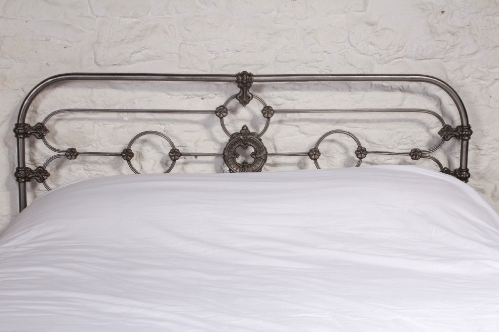 Beautiful burnished all iron king size early Victorian bed View IX