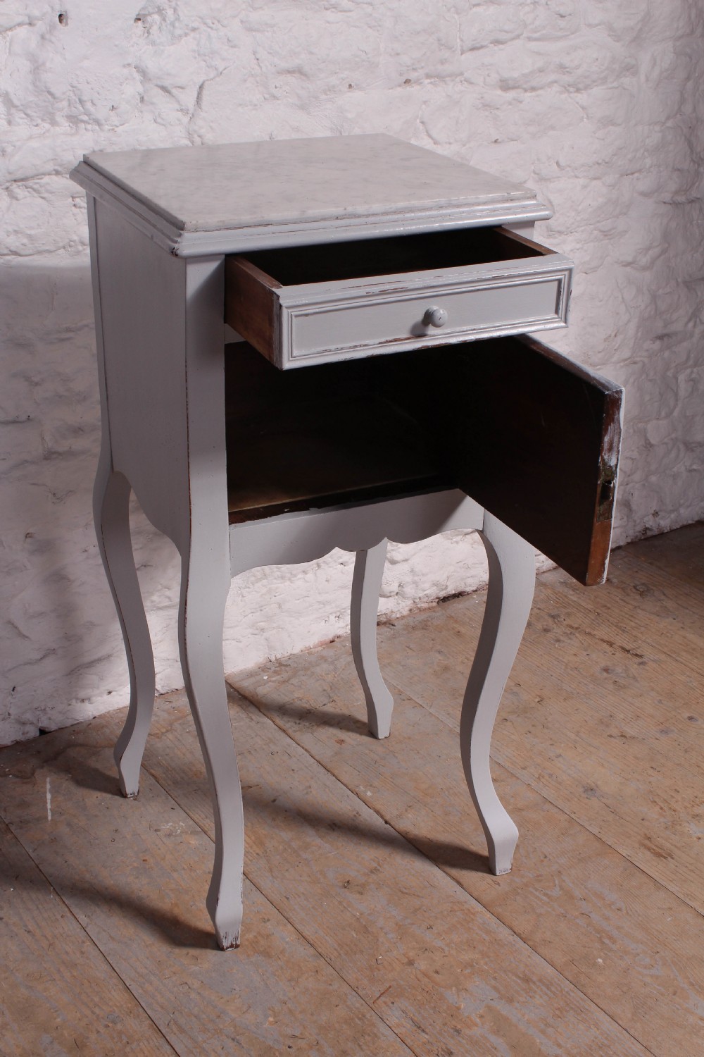 Painted French bedside table View II