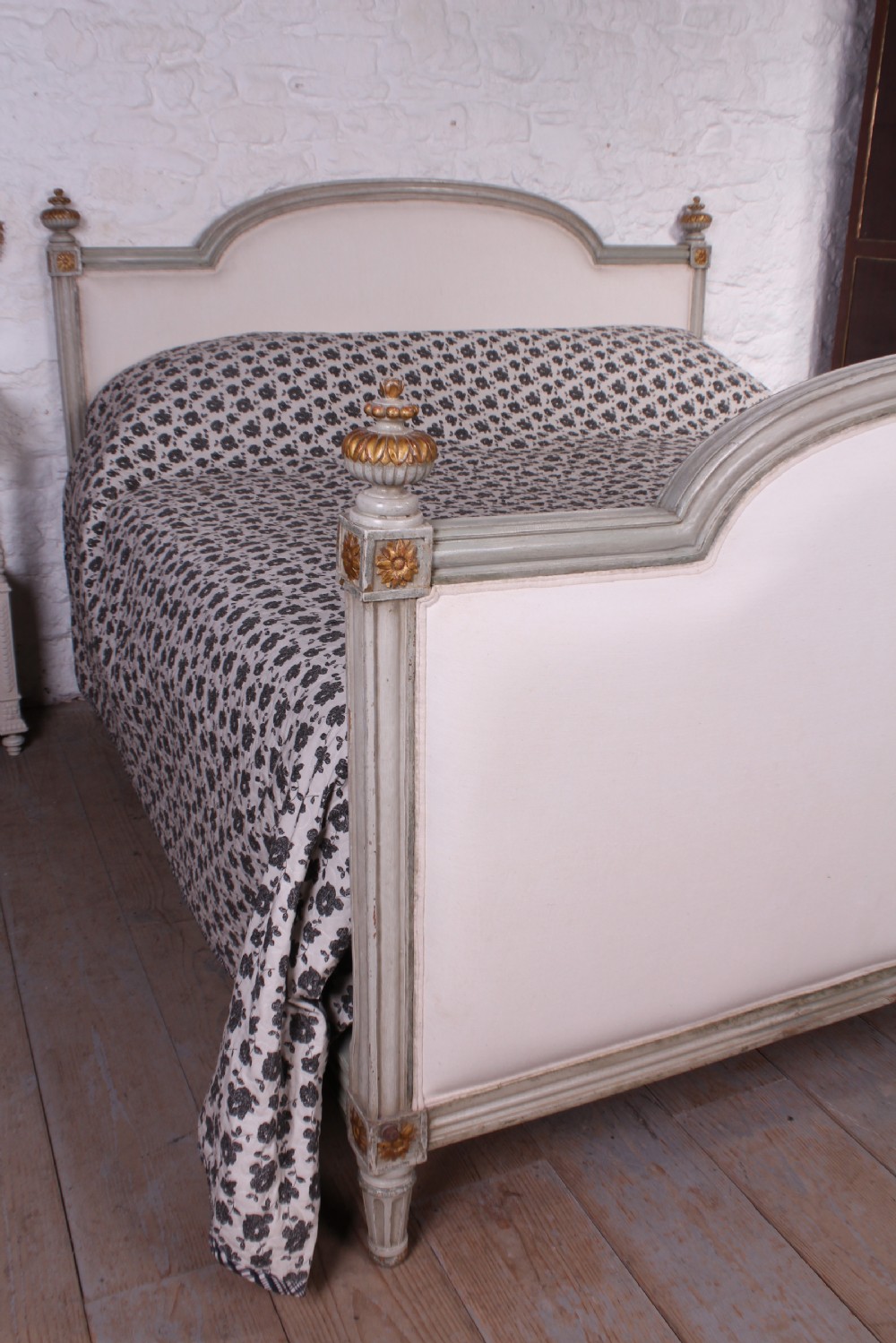 Super king size French upholstered 6Ft bed with original gilded paint work View IX