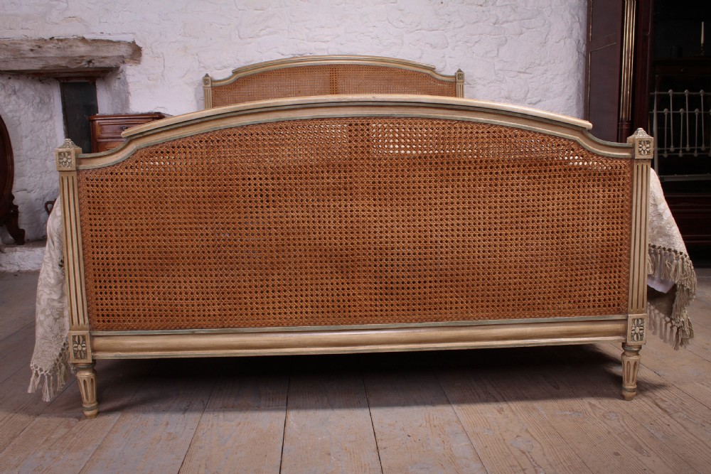 Original painted frame French caned bed View V