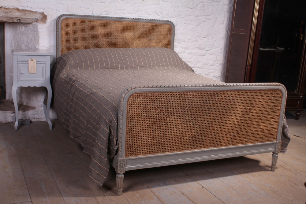 Attractive simple French caned and carved bed 5Ft king size bed
