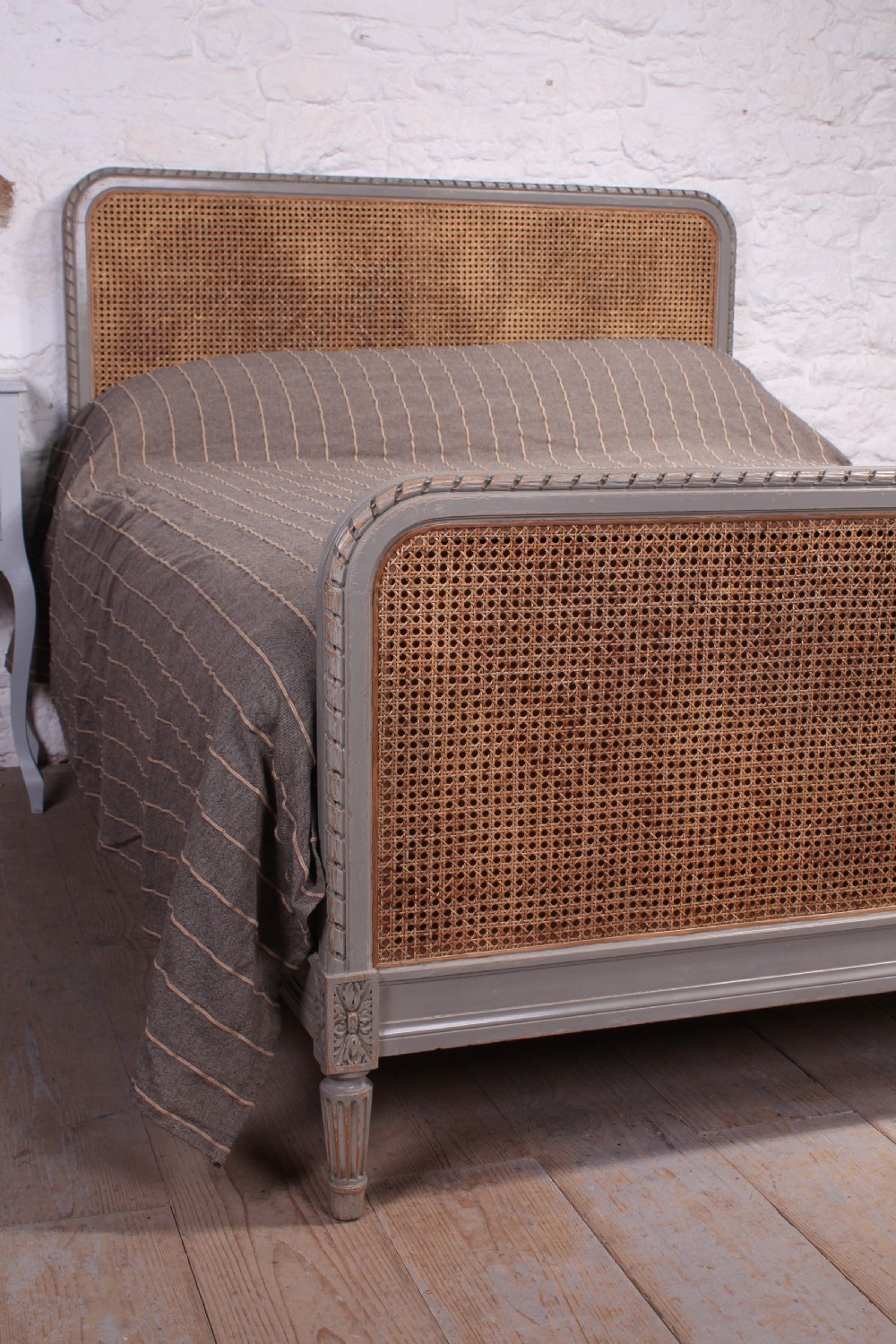Attractive simple French caned and carved bed 5Ft king size bed View IV