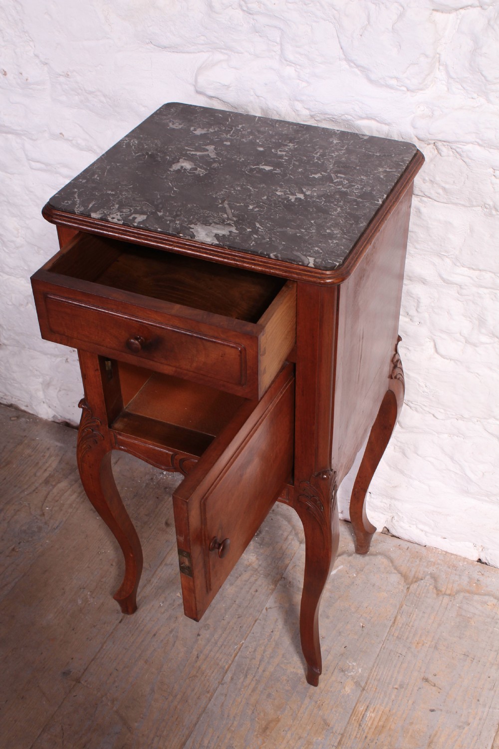 French Louis XV style walnut  bedside cabinet  View II