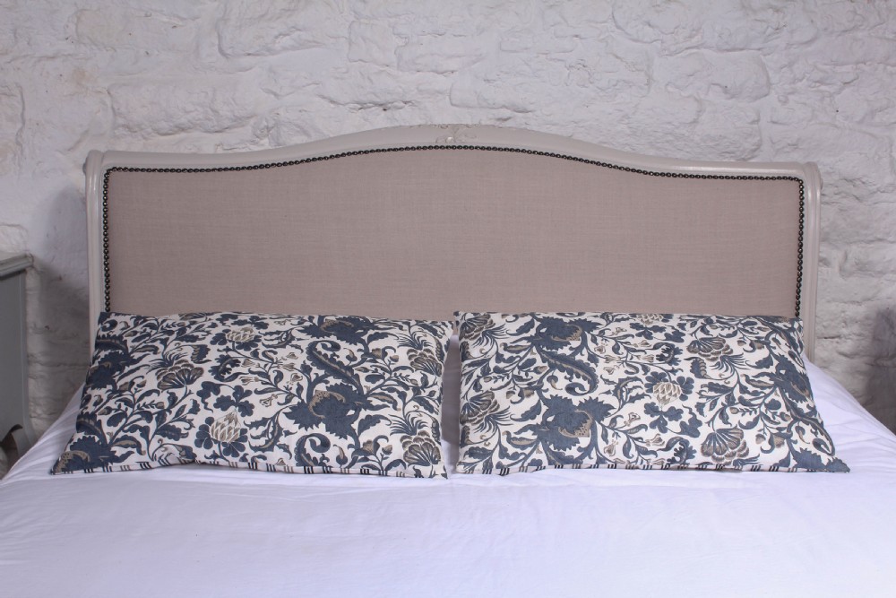 Louis XV style roll top newly upholstered and painted King size bed View IV