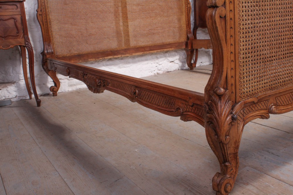 French Elaborately carved good quality caned  European king size bed View IX