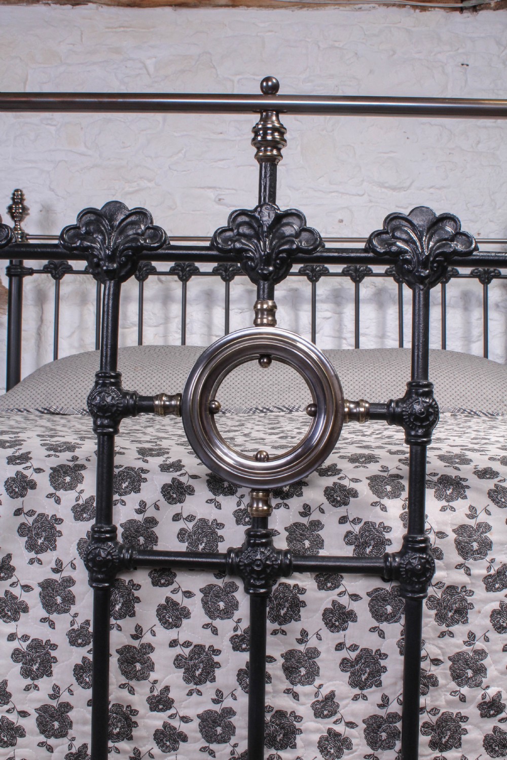 Very handsome classic Victorian super king size black and aged brass bed View III