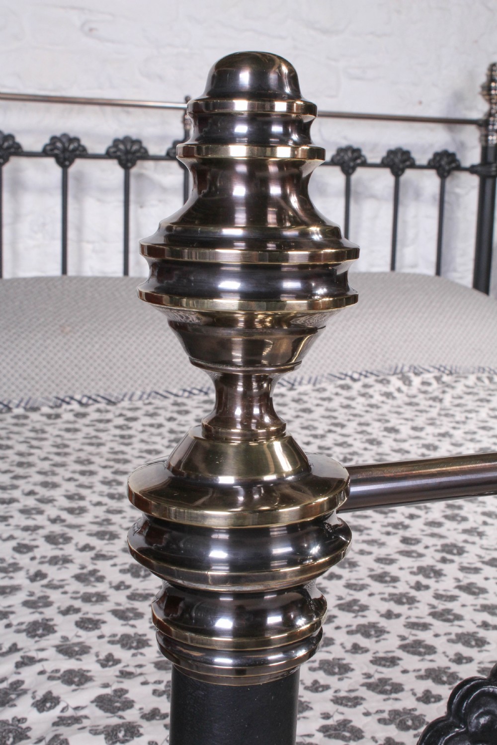 Very handsome classic Victorian super king size black and aged brass bed View V