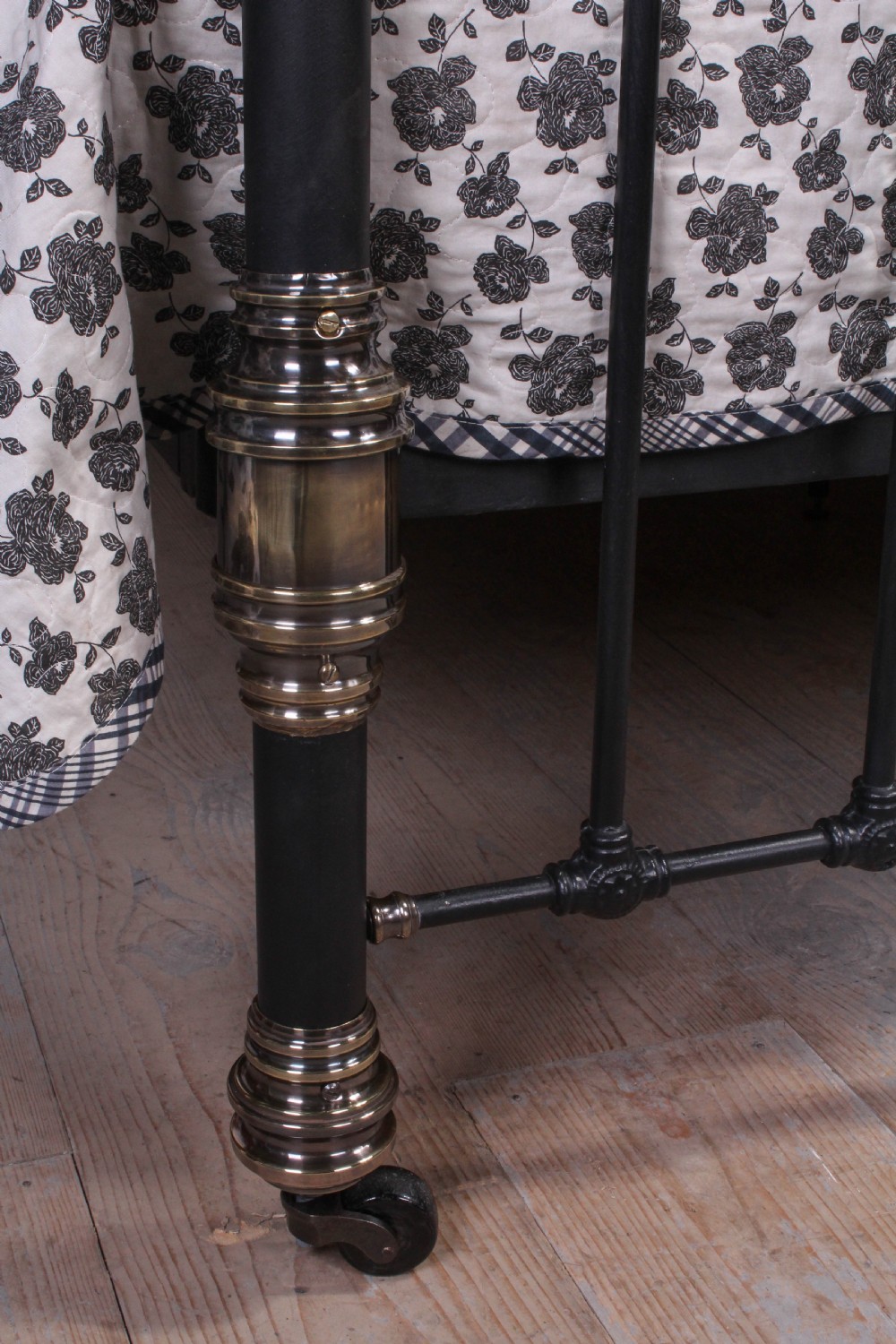 Very handsome classic Victorian super king size black and aged brass bed View VI