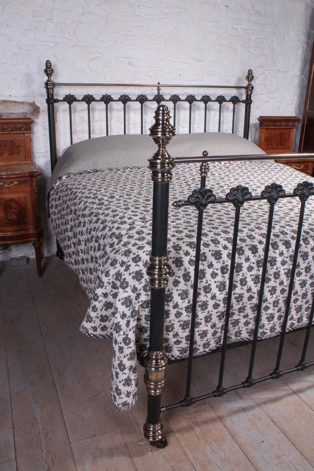 Very handsome classic Victorian super king size black and aged brass bed View VIII