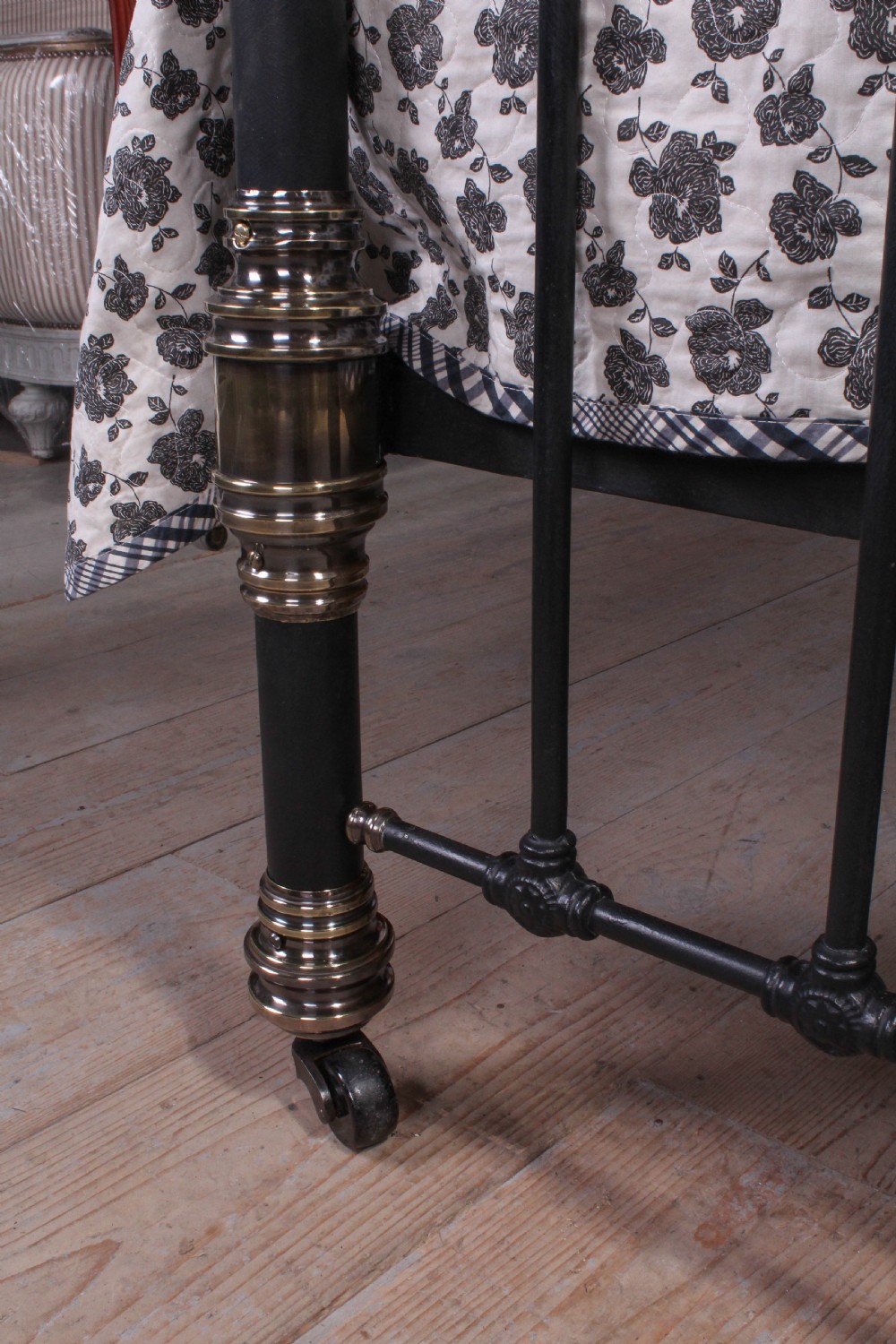 Very handsome classic Victorian super king size black and aged brass bed View X