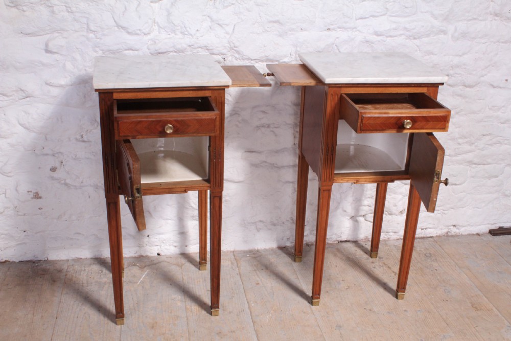 Very nice pair of French walnut bedside cabinets View III