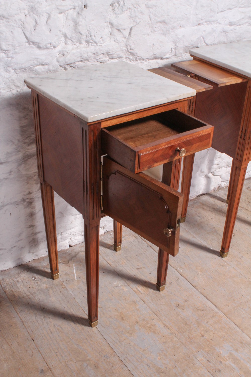 Very nice pair of French walnut bedside cabinets View IV