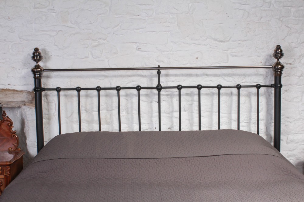 Handsome 6Ft super king size Victorian classic black and aged brass bed View VI