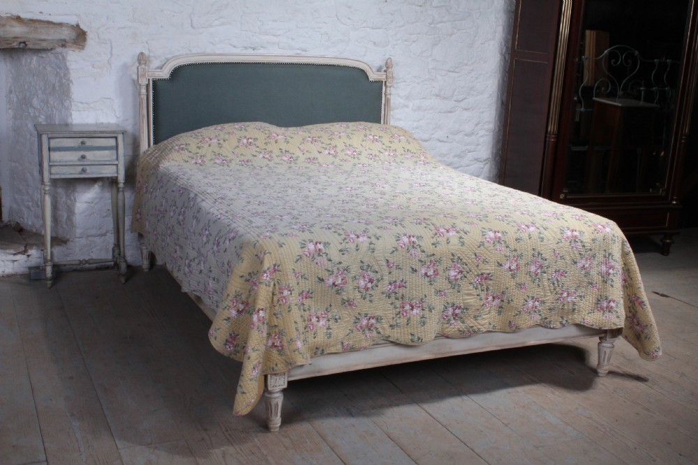 Attractive French newly upholstered king size no end bed