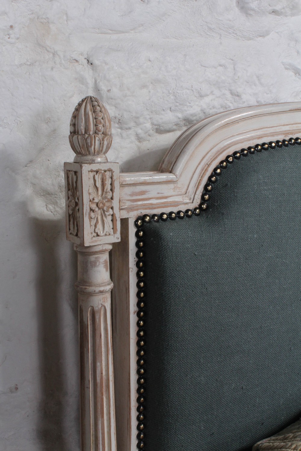 Attractive French newly upholstered king size no end bed View IV