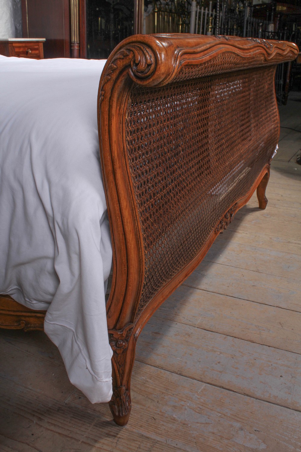 Beautiful French caned Berger king size lit bateau View II