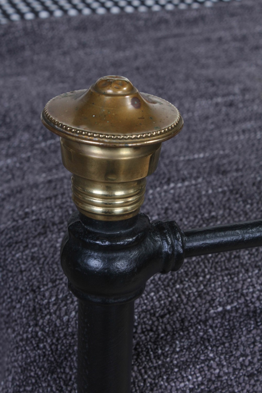 Simple attractive Edwardian black and brass single bed View II