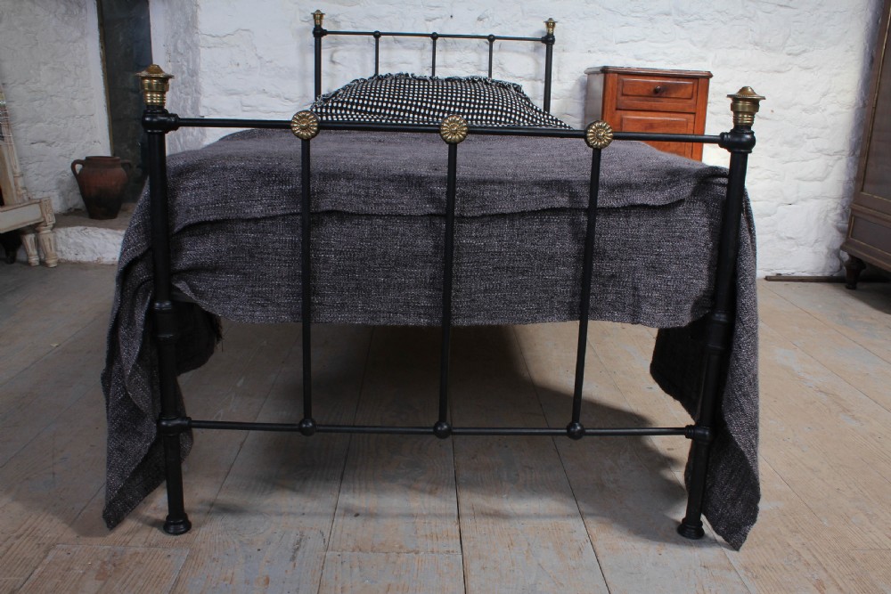 Simple attractive Edwardian black and brass single bed View III
