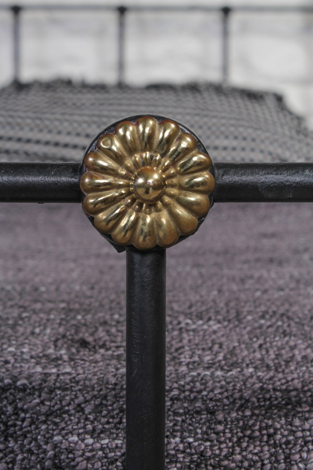 Simple attractive Edwardian black and brass single bed View IV