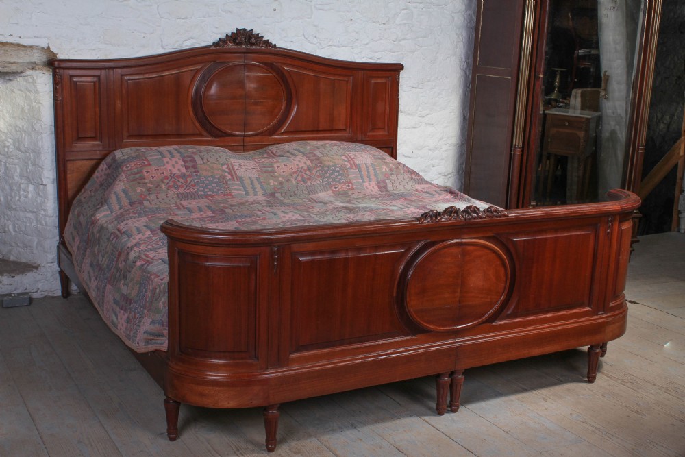 Striking French mahogany corbeille large super king size bed