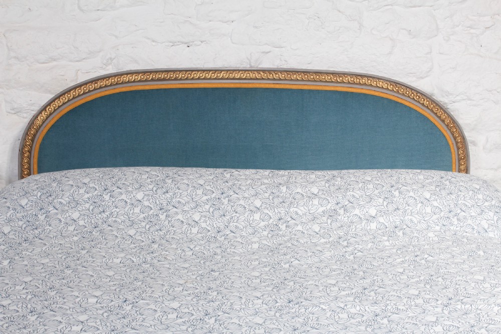 Attractive French upholstered king size bed with original gilded paint View IV