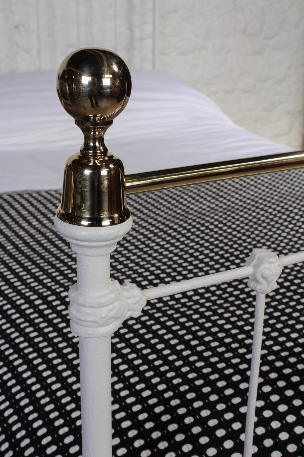 Pretty three quarter queen size Victorian brass and iron bed View III