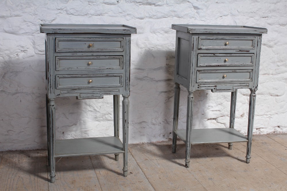 Very nice pair of French painted bedside cabinets