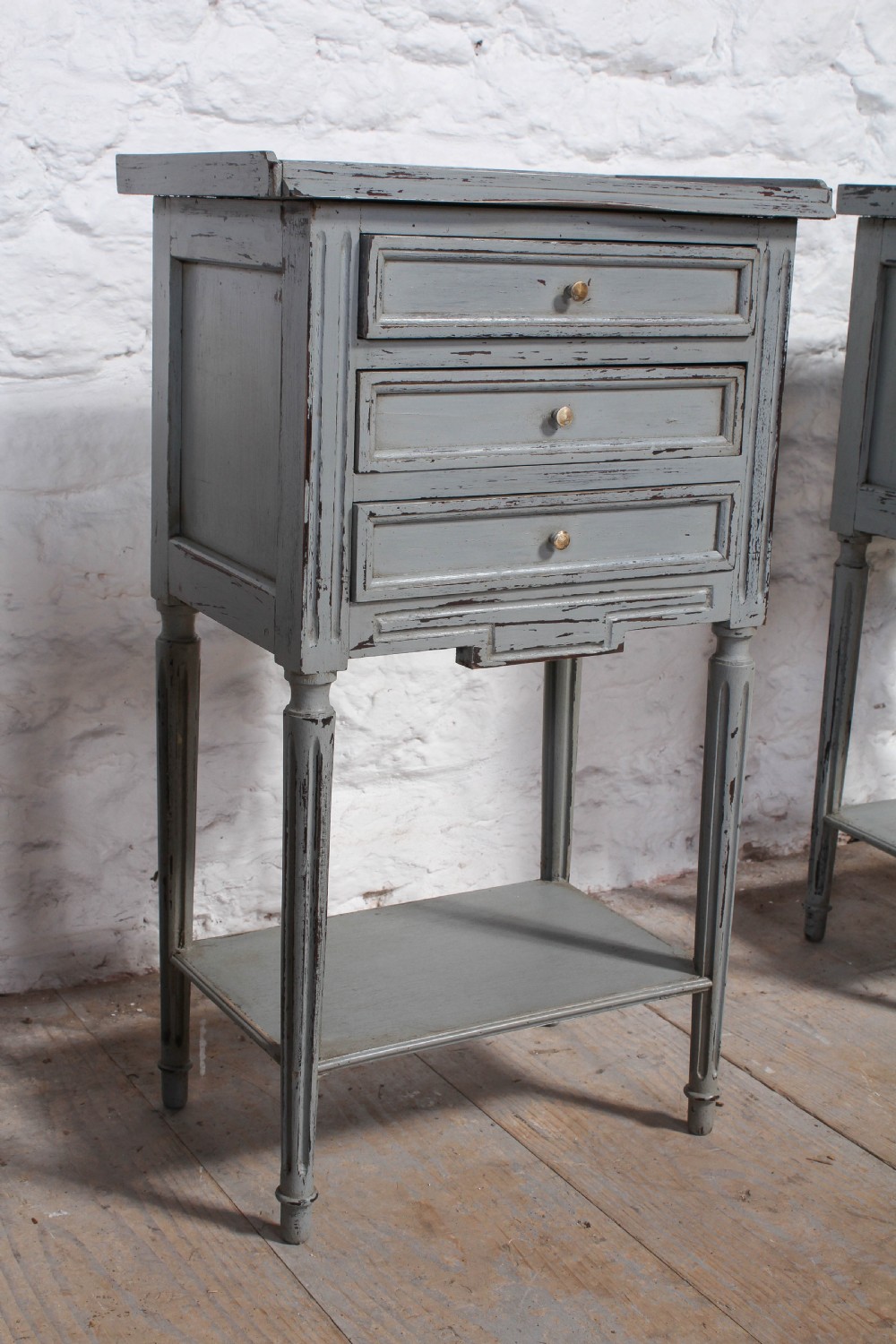 Very nice pair of French painted bedside cabinets View II