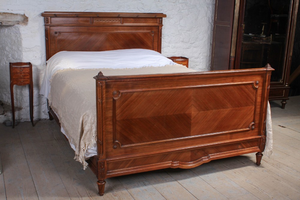 Handsome French solid walnut king size 5Ft  bed