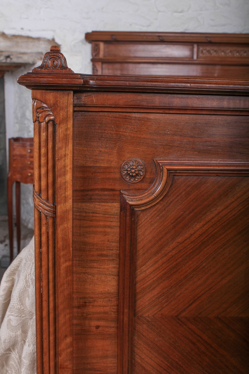 Handsome French solid walnut king size 5Ft  bed View V