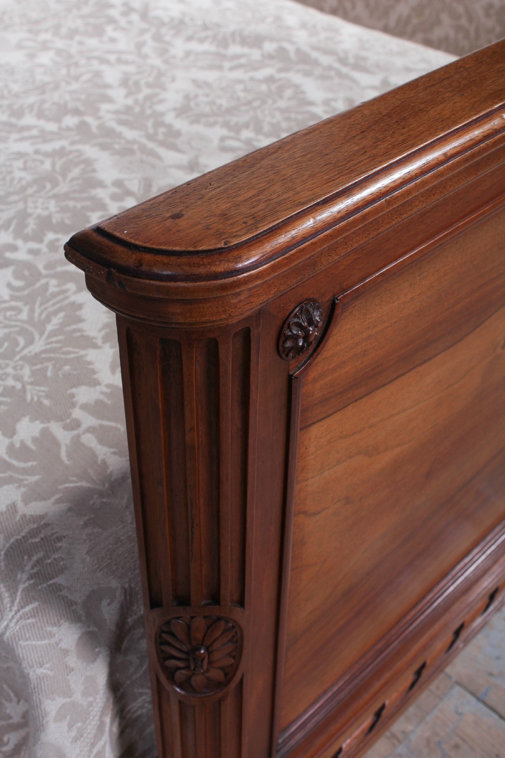 Handsome pair of French Walnut single beds View VIII
