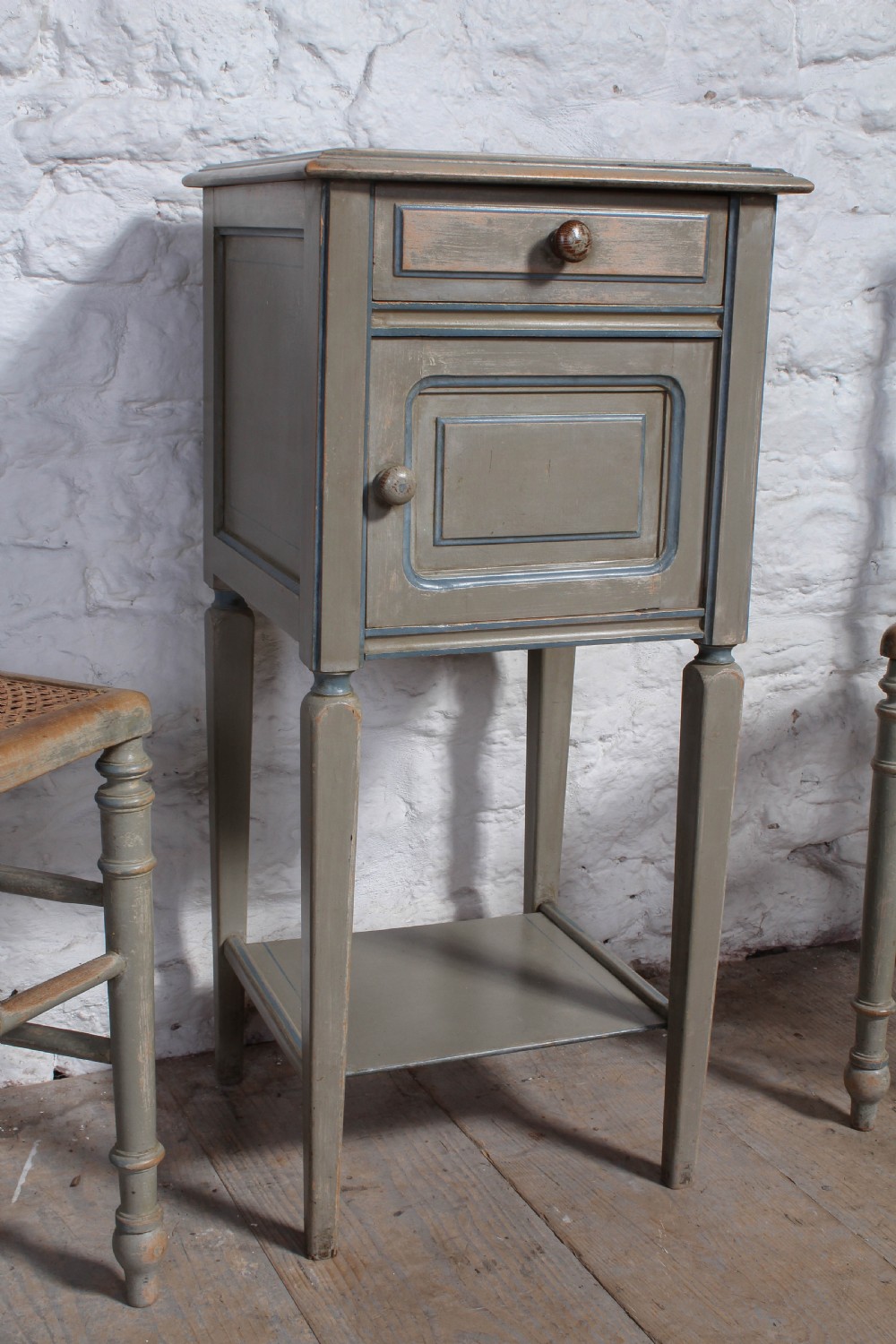 Lovely original painted French queen size bed,bedside and chairs View XIV
