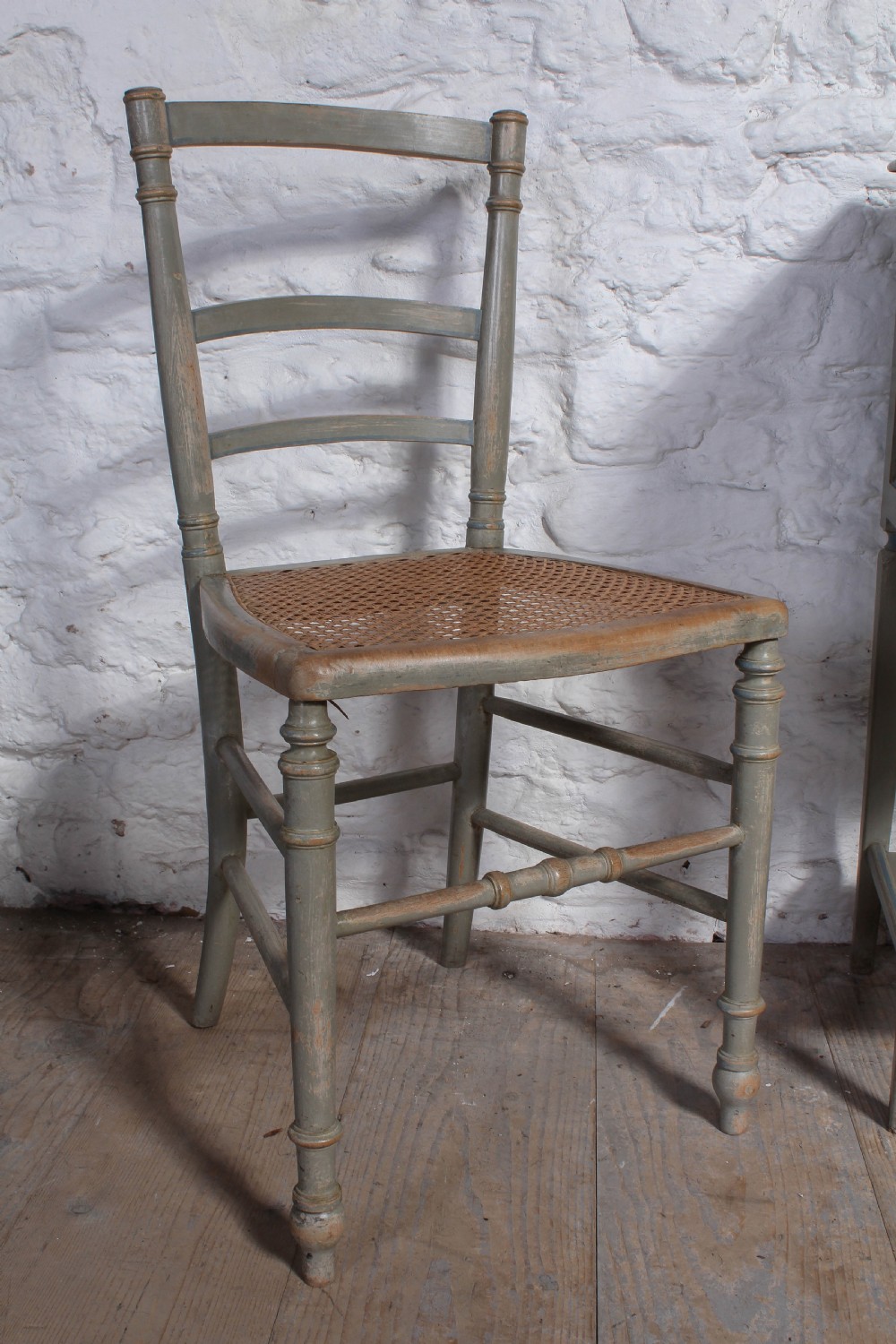 Lovely original painted French queen size bed,bedside and chairs View XVI
