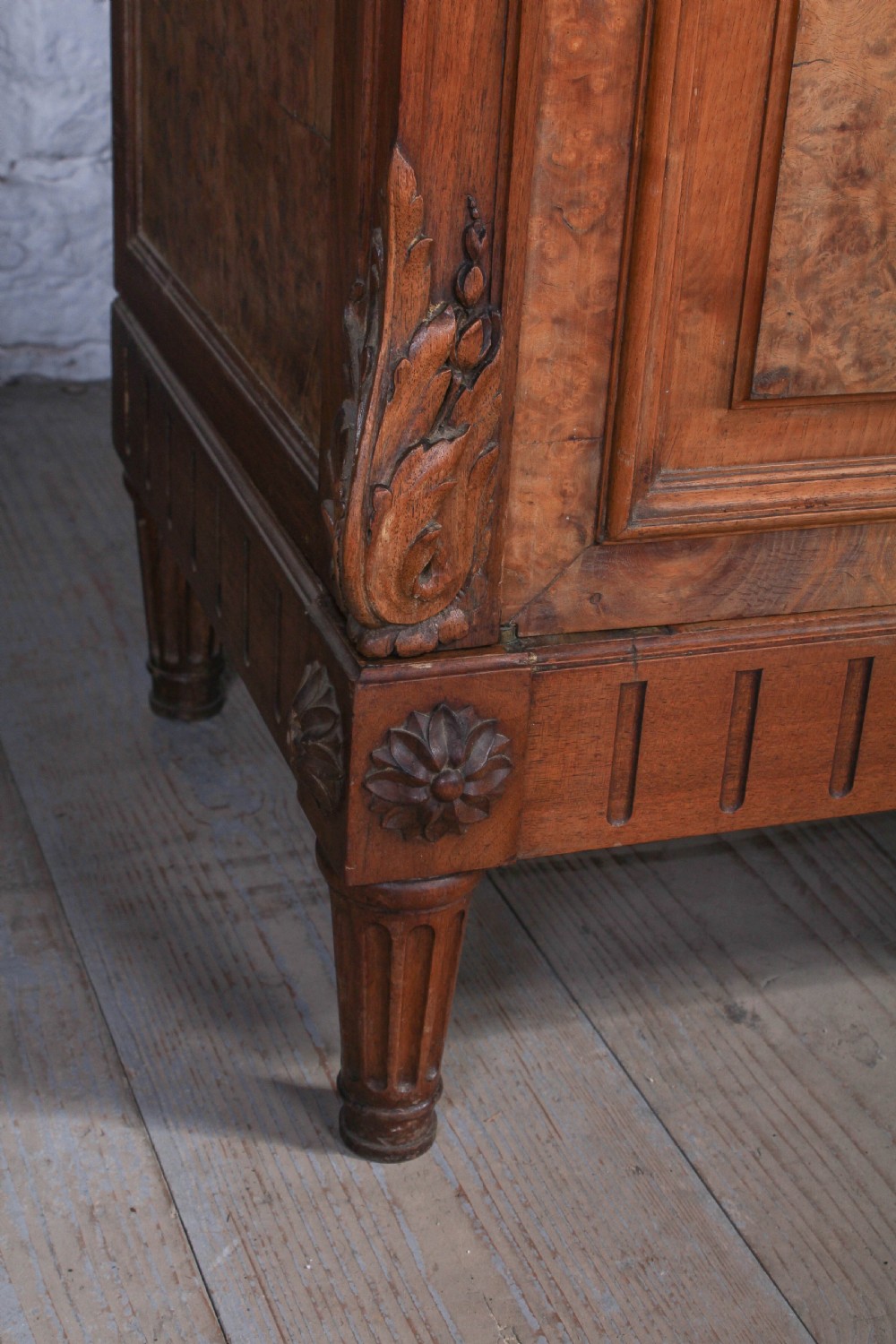 Three door burr walnut armoire View VI