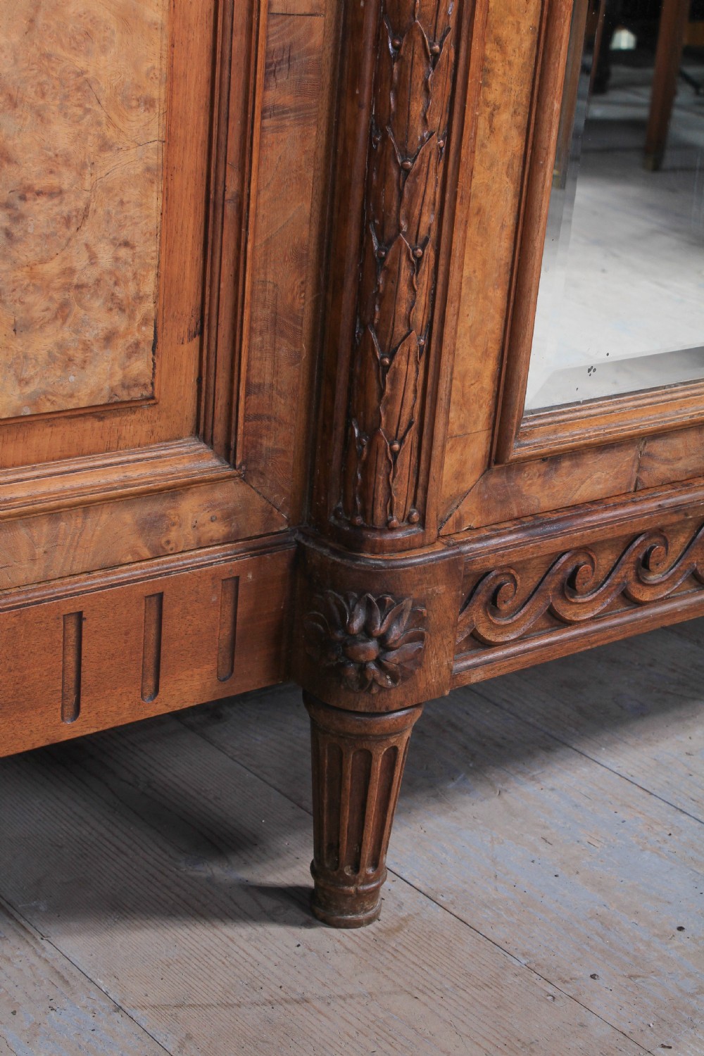 Three door burr walnut armoire View VII