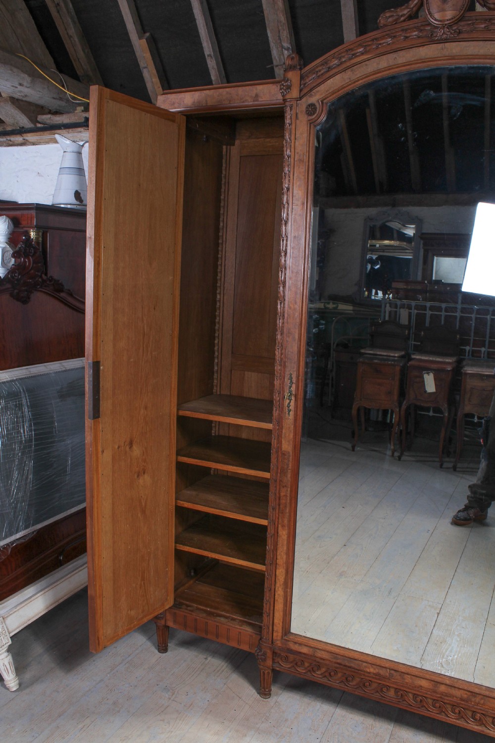 Three door burr walnut armoire View X