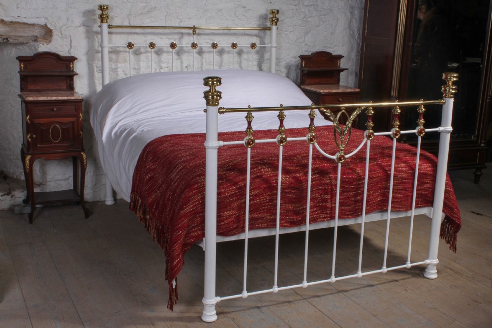 Very rare white and brass Edwardian bed