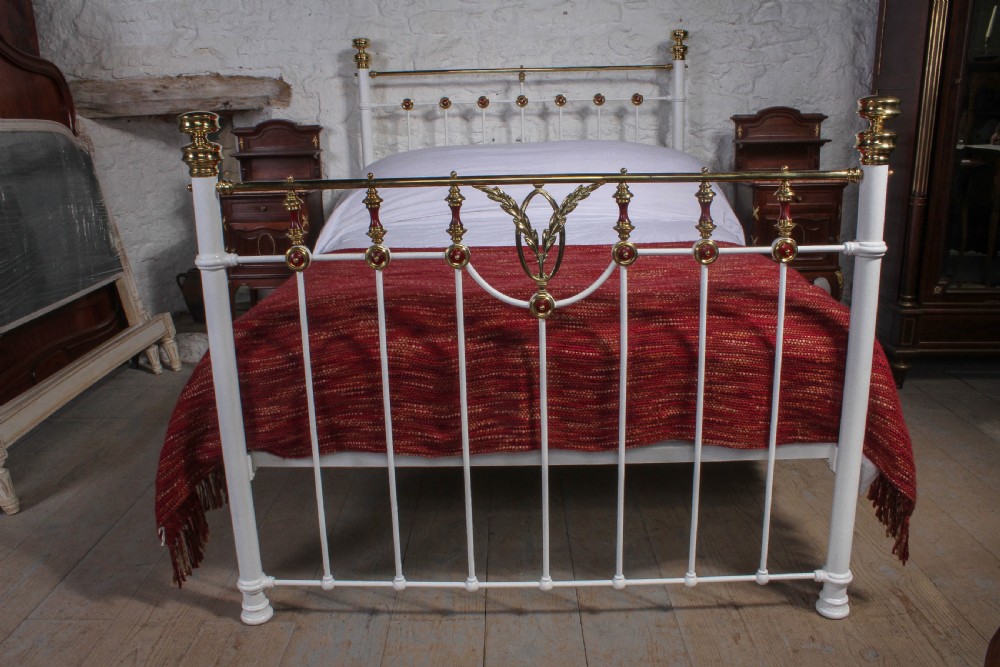 Very rare white and brass Edwardian bed View II