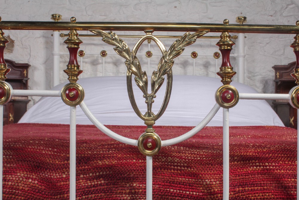 Very rare white and brass Edwardian bed View IV