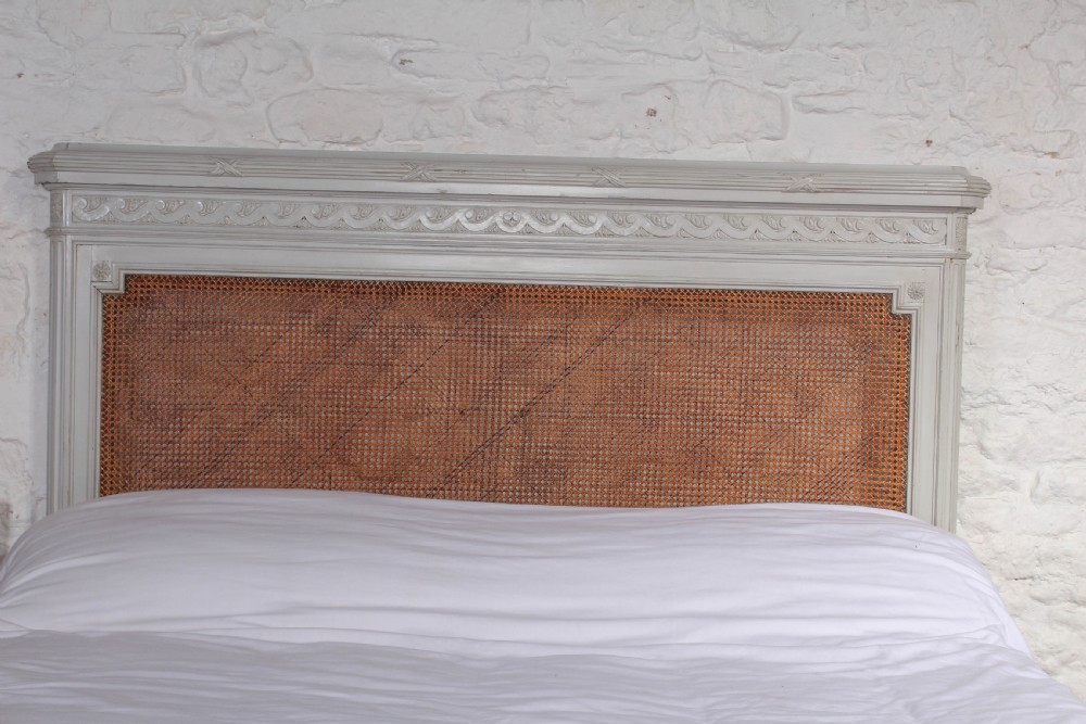 French painted caned Bergere kingsize bed View III