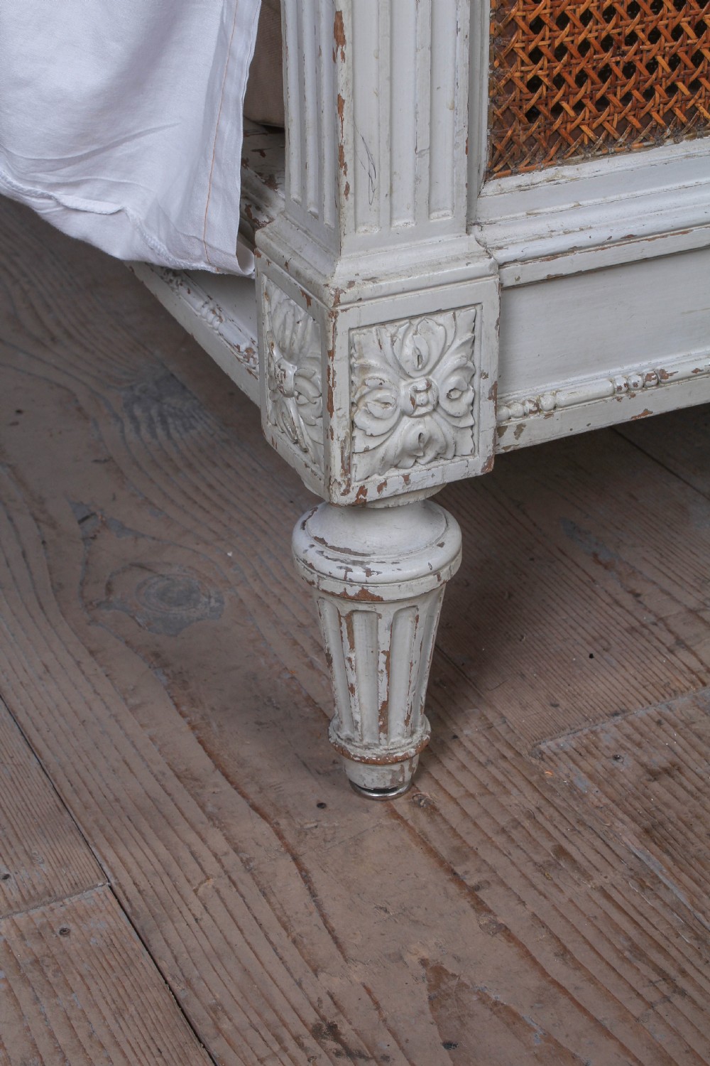French painted caned Bergere kingsize bed View V